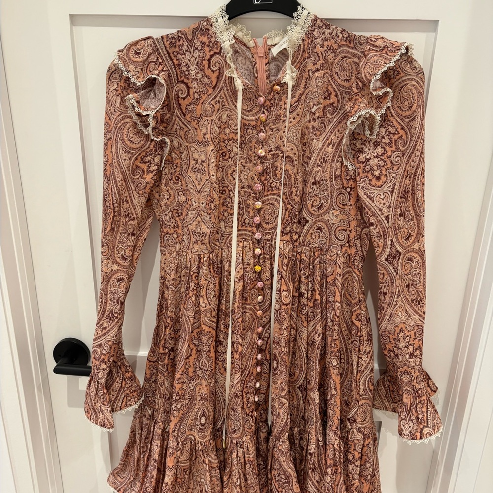 Zimmermann Pink Paisley Long Sleeve Dress